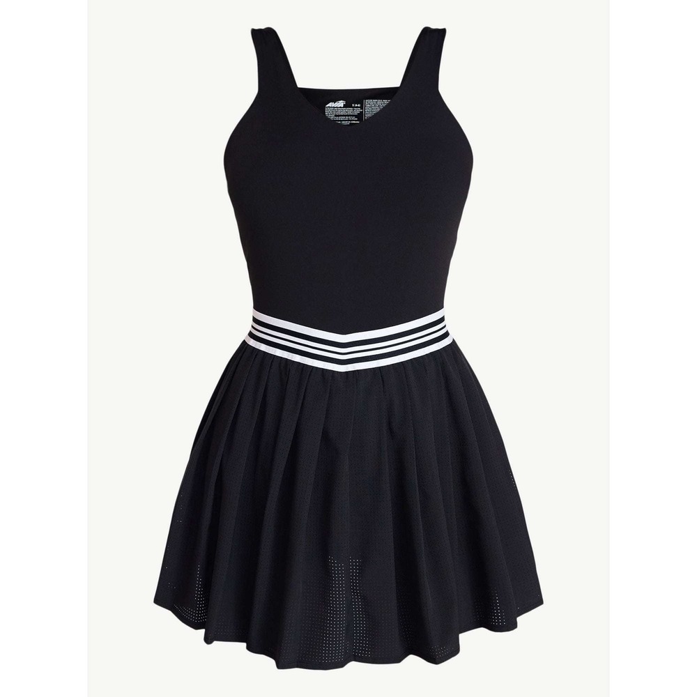 AVIA Tennis Dress Black Sleeveless Pleated Mesh Skirt Women's Medium M 8/10